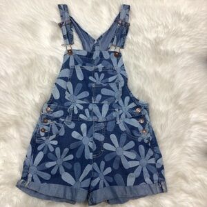 No Boundaries Floral Overall Shorts Shortalls Romper Juniors Small (3-